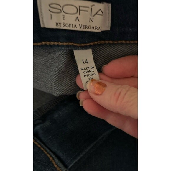 Sofia Jeans Womens Relaxed Straight High Rise Cargo Jeans Dark Wash Size 14 - Picture 9 of 10